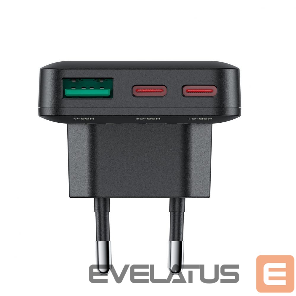 Adapteris Acefast Acefast A100 65W GaN 2 USB-C+ USB-A Charger Ultra Slim - Black