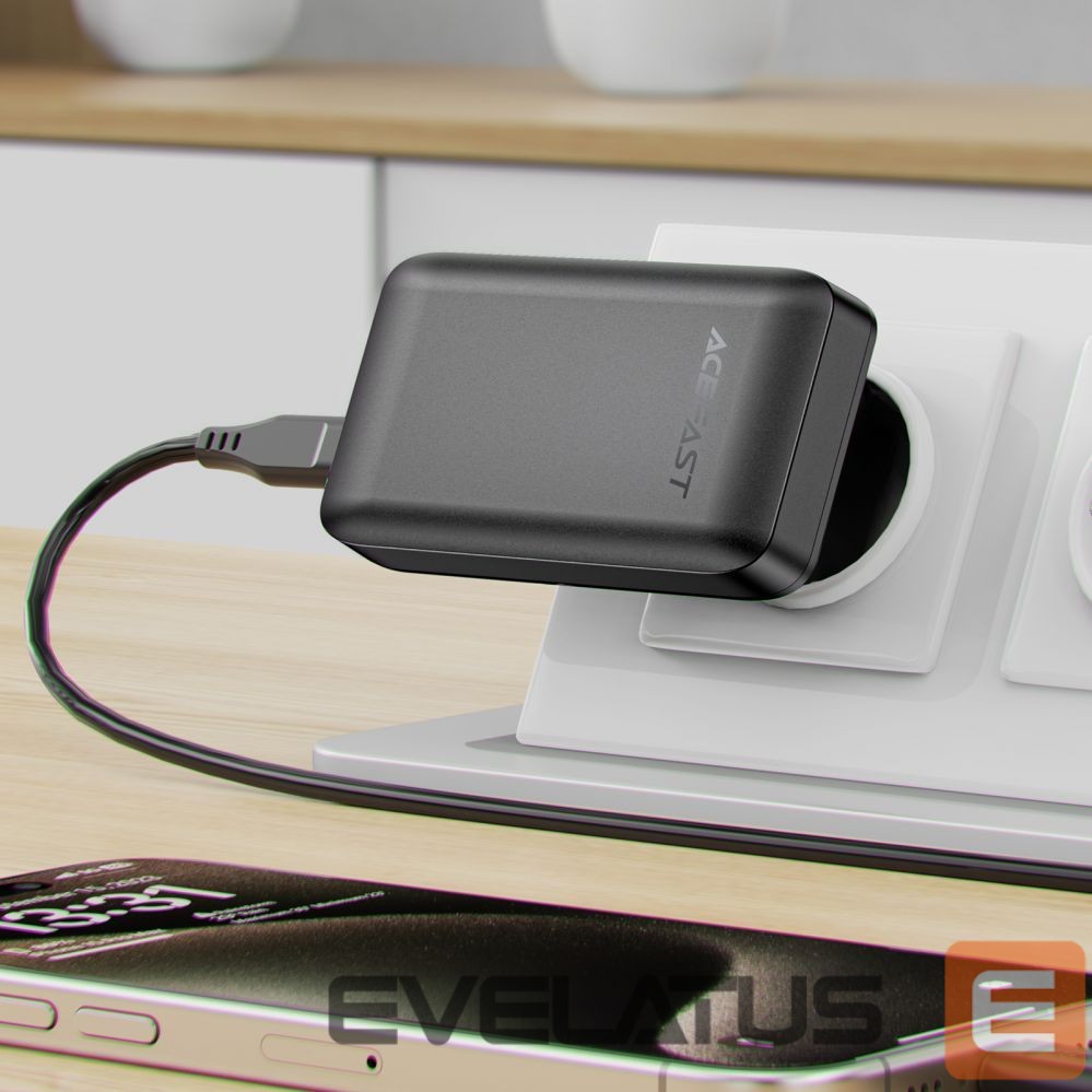 Adapteris Acefast Acefast A100 65W GaN 2 USB-C+ USB-A Charger Ultra Slim - Black