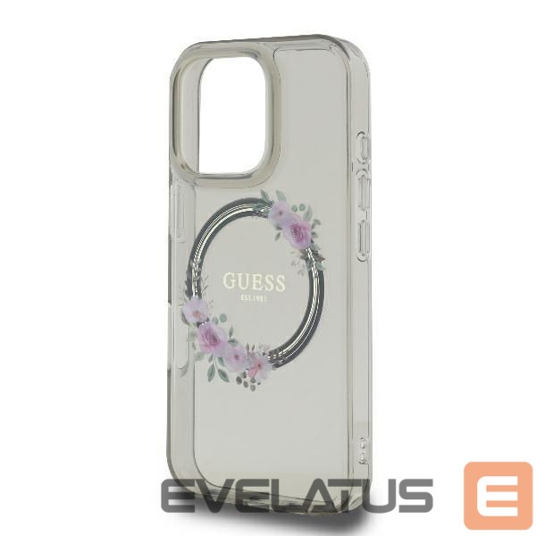 Cits mobilo telefonu aksesuārs Guess Guess GUHMP16XHFWFCK iPhone 16 Pro Max 6.9" black/black hardcase IML Flowers Wreath MagSafe