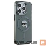 Cits mobilo telefonu aksesuārs Karl Lagerfeld  Karl Lagerfeld KLHMP15LHLSKIK iPhone 15 Pro 6.1" black/black hardcase IML Metal Karl Head MagSafe 