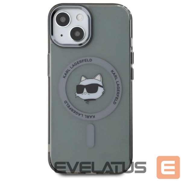 Cits mobilo telefonu aksesuārs Karl Lagerfeld Karl Lagerfeld KLHMP15SHLSCHK iPhone 15 6.1" black/black hardcase IML Metal Choupette Head MagSafe