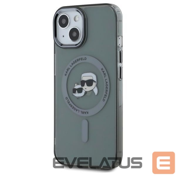 Cits mobilo telefonu aksesuārs Karl Lagerfeld Karl Lagerfeld KLHMP15SHLSKCK iPhone 15 6.1" black/black hardcase IML Metal Karl&Choupette Head MagSafe