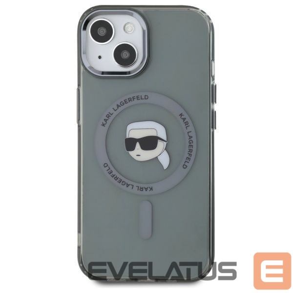 Cits mobilo telefonu aksesuārs Karl Lagerfeld Karl Lagerfeld KLHMP15SHLSKIK iPhone 15 6.1" black/black hardcase IML Metal Karl Head MagSafe