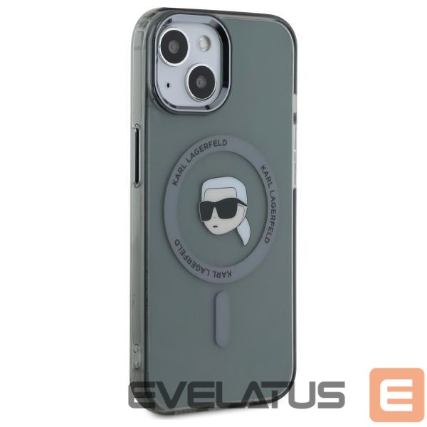 Cits mobilo telefonu aksesuārs Karl Lagerfeld Karl Lagerfeld KLHMP15SHLSKIK iPhone 15 6.1" black/black hardcase IML Metal Karl Head MagSafe