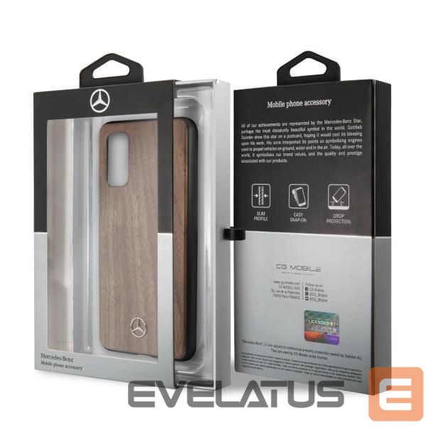 Aizmugurējais vāciņš Mercedes-Benz Mercedes Wood Line Walnut Case for Samsung Galaxy S20 - Brown
