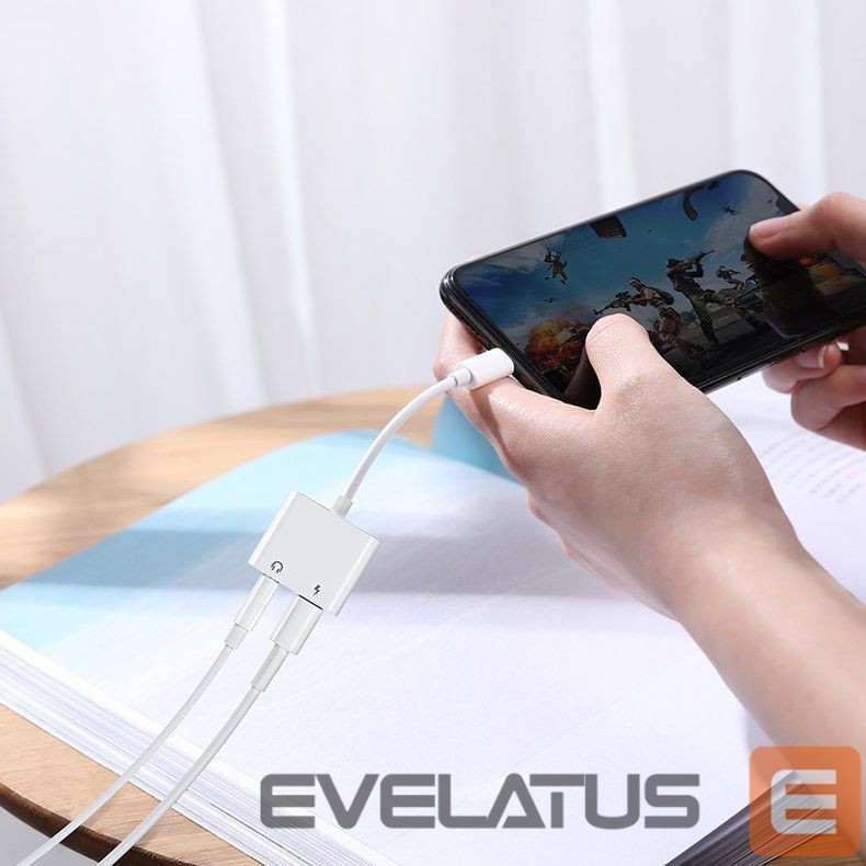 Kabelis Joyroom Joyroom S-Y104 headphone adapter Lightning - Lightning / mini jack 3.5mm - white