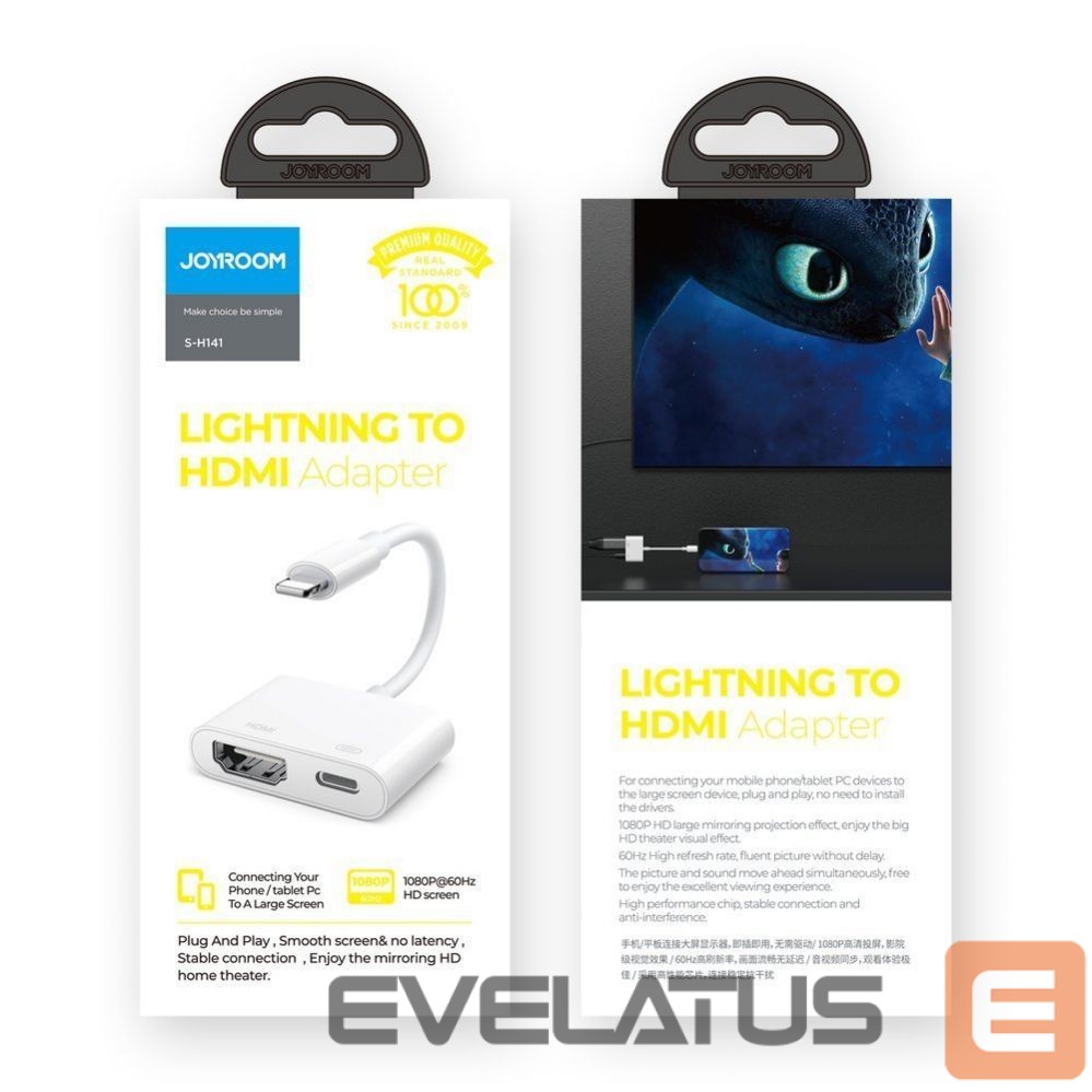 Kabelis Joyroom Joyroom S-H141 Lightning (male) - HDMI FullHD 1080p 60Hz (female) / Lightning (female) adapter - white