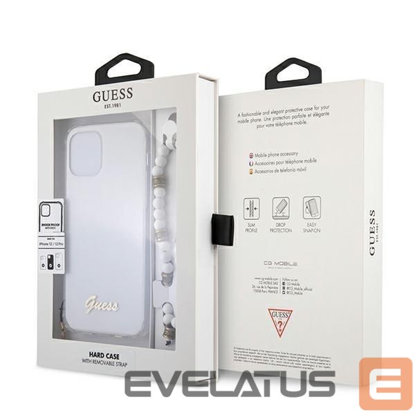 Aizmugurējais vāciņš Guess Guess GUHCP12MKPSWH iPhone 12/12 Pro 6.1" Transparent Hardcase White Pearl