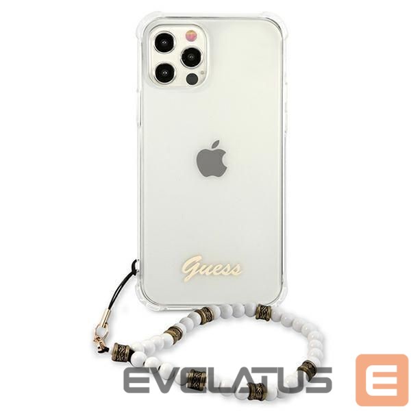 Aizmugurējais vāciņš Guess Guess GUHCP12MKPSWH iPhone 12/12 Pro 6.1" Transparent Hardcase White Pearl