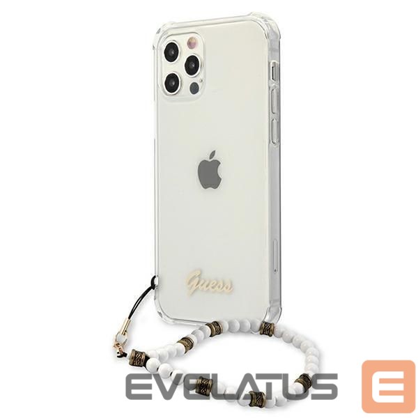 Aizmugurējais vāciņš Guess Guess GUHCP12MKPSWH iPhone 12/12 Pro 6.1" Transparent Hardcase White Pearl