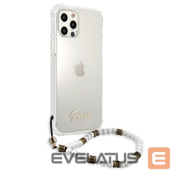 Aizmugurējais vāciņš Guess Guess GUHCP12MKPSWH iPhone 12/12 Pro 6.1" Transparent Hardcase White Pearl