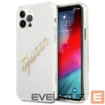 Aizmugurējais vāciņš Guess  Guess GUHCP12MKTRSVGO iPhone 12/12 Pro 6.1" Transparent hardcase Vintage Script Gold
