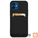 Aizmugurējais vāciņš Hurtel  Card Case Silicone Wallet Case with Card Slot Documents for Samsung Galaxy A72 4G Black 
