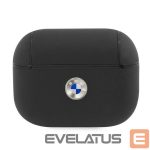 Aizmugurējais vāciņš BMW - BMW BMAPSSLBK AirPods Pro cover czarny/black Geniune Leather Silver Logo Black