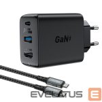 Adapteris Acefast  Acefast 2in1 charger GaN 65W USB Type C / USB, adapter HDMI adapter 4K 60Hz (set with cable) black (A17 black) 