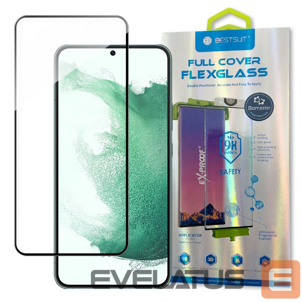 Aizsargstikls Bestsuit - Bestsuit 3D Edge Nano Flexi Glass Glass Film Full Screen Tempered Glass With Frame For Samsung Galaxy S22 + (S22 Plus) Transparent