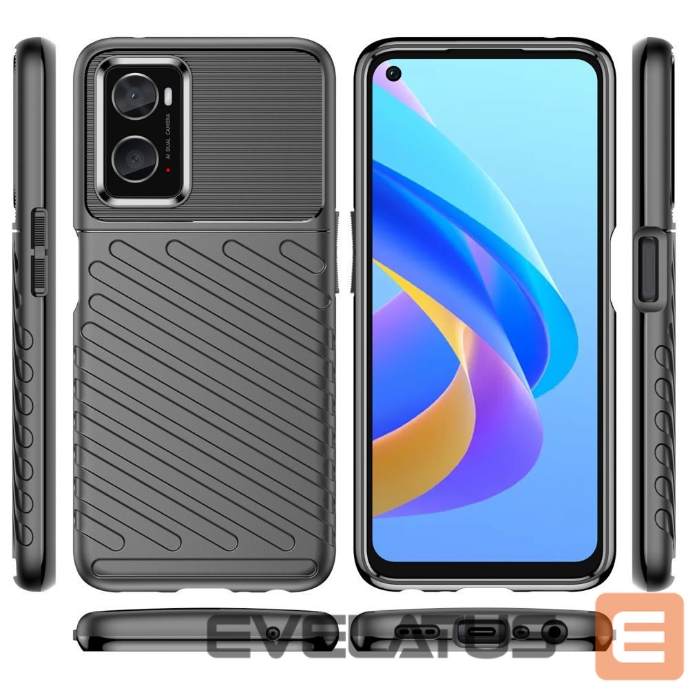 Aizmugurējais vāciņš Hurtel Thunder Case flexible armored cover for Oppo A76 / Oppo A36 / Realme 9i black