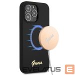 Aizmugurējais vāciņš Guess  Guess GUHMP13LLSLMGBK iPhone 13 Pro / 13 6.1" black/black hardcase Silicone Script Gold Logo MagSafe