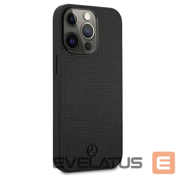 Aizmugurējais vāciņš Mercedes-Benz Mercedes Leather Meshed Metal Logo Case for iPhone 13 Pro / iPhone 13 - Black