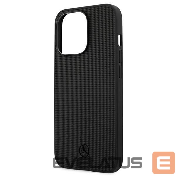 Aizmugurējais vāciņš Mercedes-Benz Mercedes Leather Meshed Metal Logo Case for iPhone 13 Pro / iPhone 13 - Black