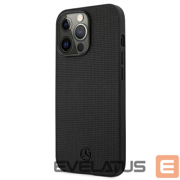 Aizmugurējais vāciņš Mercedes-Benz Mercedes Leather Meshed Metal Logo Case for iPhone 13 Pro / iPhone 13 - Black