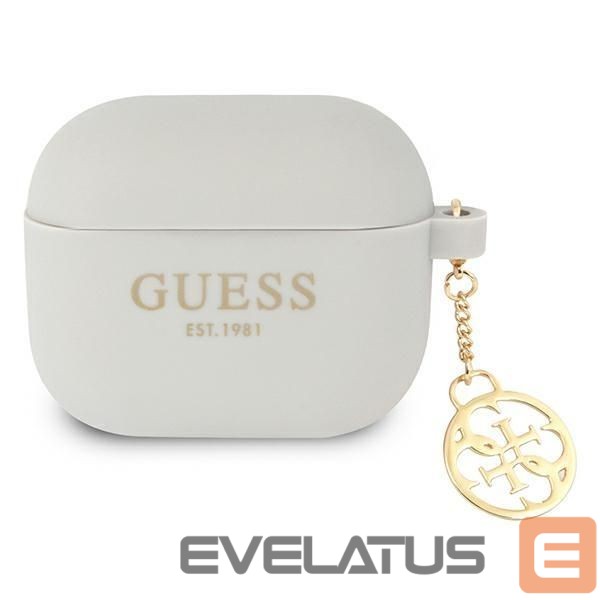 Aizmugurējais vāciņš Guess Guess GUA3LSC4EG AirPods 3 cover grey/grey Silicone Charm 4G Collection