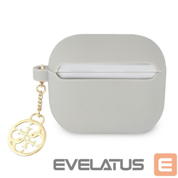 Aizmugurējais vāciņš Guess Guess GUA3LSC4EG AirPods 3 cover grey/grey Silicone Charm 4G Collection