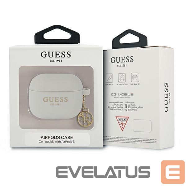 Aizmugurējais vāciņš Guess Guess GUA3LSC4EG AirPods 3 cover grey/grey Silicone Charm 4G Collection
