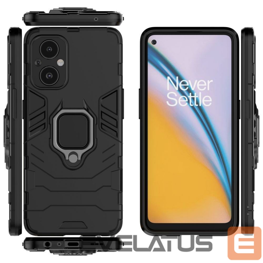 Aizmugurējais vāciņš Hurtel Ring Armor tough hybrid case cover + magnetic holder for OnePlus Nord N20 5G black