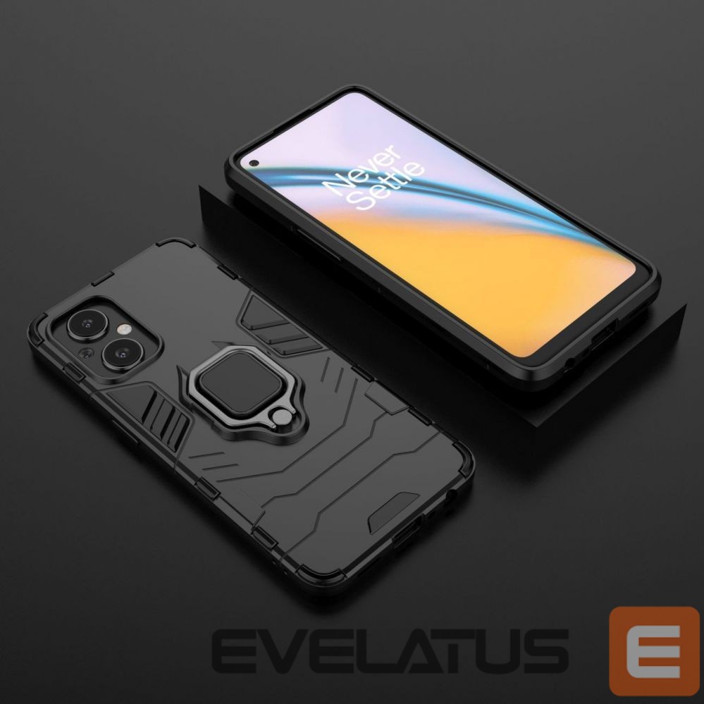 Aizmugurējais vāciņš Hurtel Ring Armor tough hybrid case cover + magnetic holder for OnePlus Nord N20 5G black