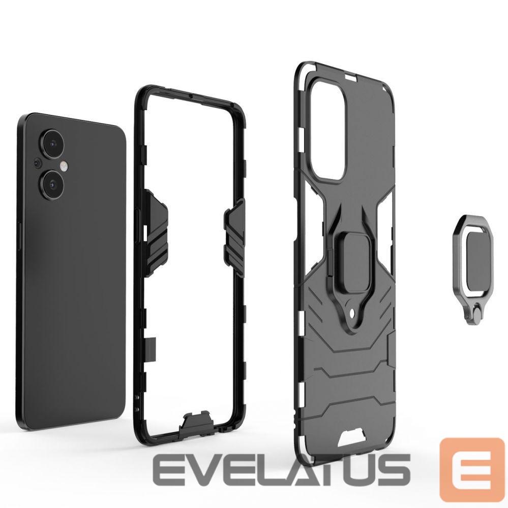 Aizmugurējais vāciņš Hurtel Ring Armor tough hybrid case cover + magnetic holder for OnePlus Nord N20 5G black