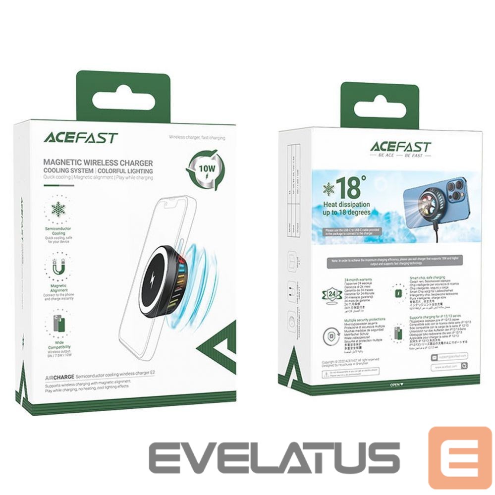 Kabelis Acefast Acefast wireless induction charger with dark gray (E2) cooling system