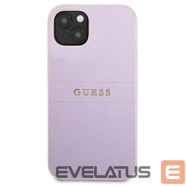 Aizmugurējais vāciņš Guess Guess GUHCP13SPSASBPU iPhone 13 mini 5,4 "purple / purple Saffiano Hot Stamp & Metal Logo