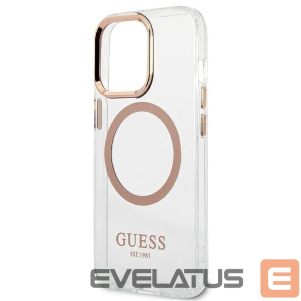 Aizmugurējais vāciņš Guess Guess GUHMP13XHTRMD iPhone 13 Pro Max 6.7 "gold / gold hard case Metal Outline Magsafe