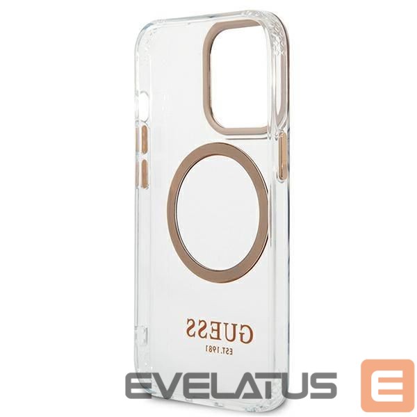 Aizmugurējais vāciņš Guess Guess GUHMP13XHTRMD iPhone 13 Pro Max 6.7 "gold / gold hard case Metal Outline Magsafe