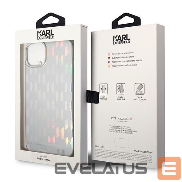 Aizmugurējais vāciņš Karl Lagerfeld Karl Lagerfeld KLHCP14MLGMMSV3 iPhone 14 Plus 6.7 "hardcase silver / silver Monogram Iridescent