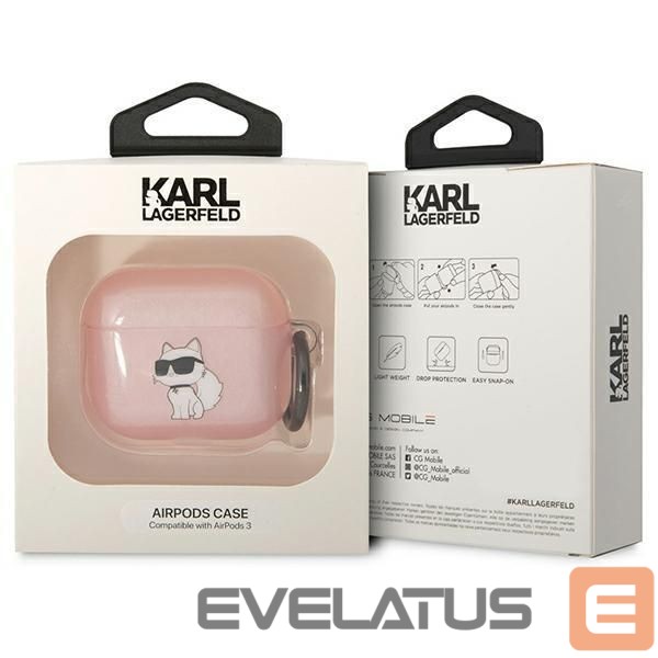 Aizmugurējais vāciņš Karl Lagerfeld Karl Lagerfeld KLA3HNCHTCP Airpods 3 cover pink/pink Ikonik Choupette