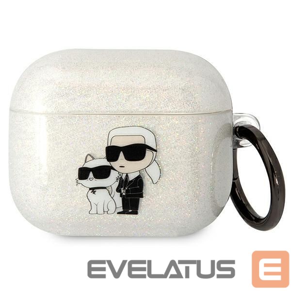 Aizmugurējais vāciņš Karl Lagerfeld Karl Lagerfeld KLA3HNKCTGT Airpods 3 cover transparent Gliter Karl&Choupette