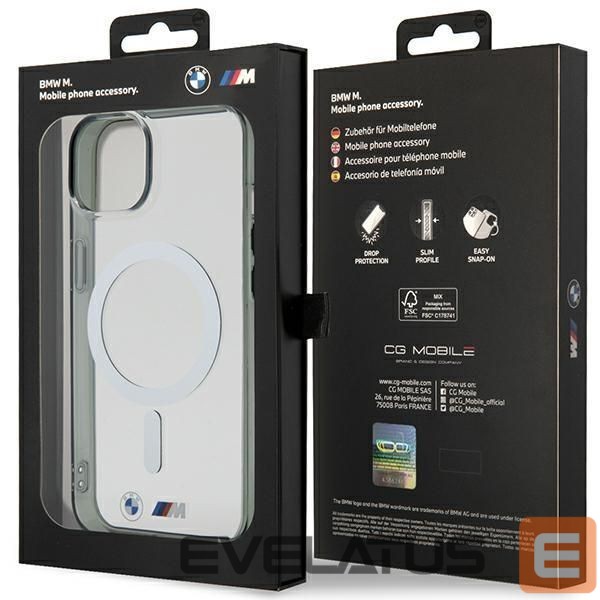 Aizmugurējais vāciņš BMW BMW Silver Ring MagSafe case for iPhone 14 Plus - transparent