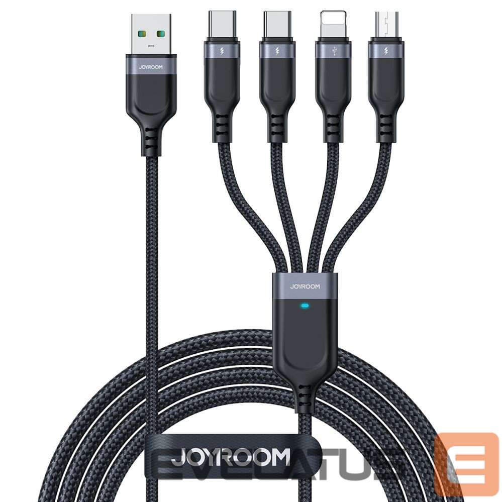 Kabelis Joyroom Joyroom Multi-Use Series S-A18 4in1 USB-A - USB-C / USB-C / Lightning / micro USB cable 1.2m - black
