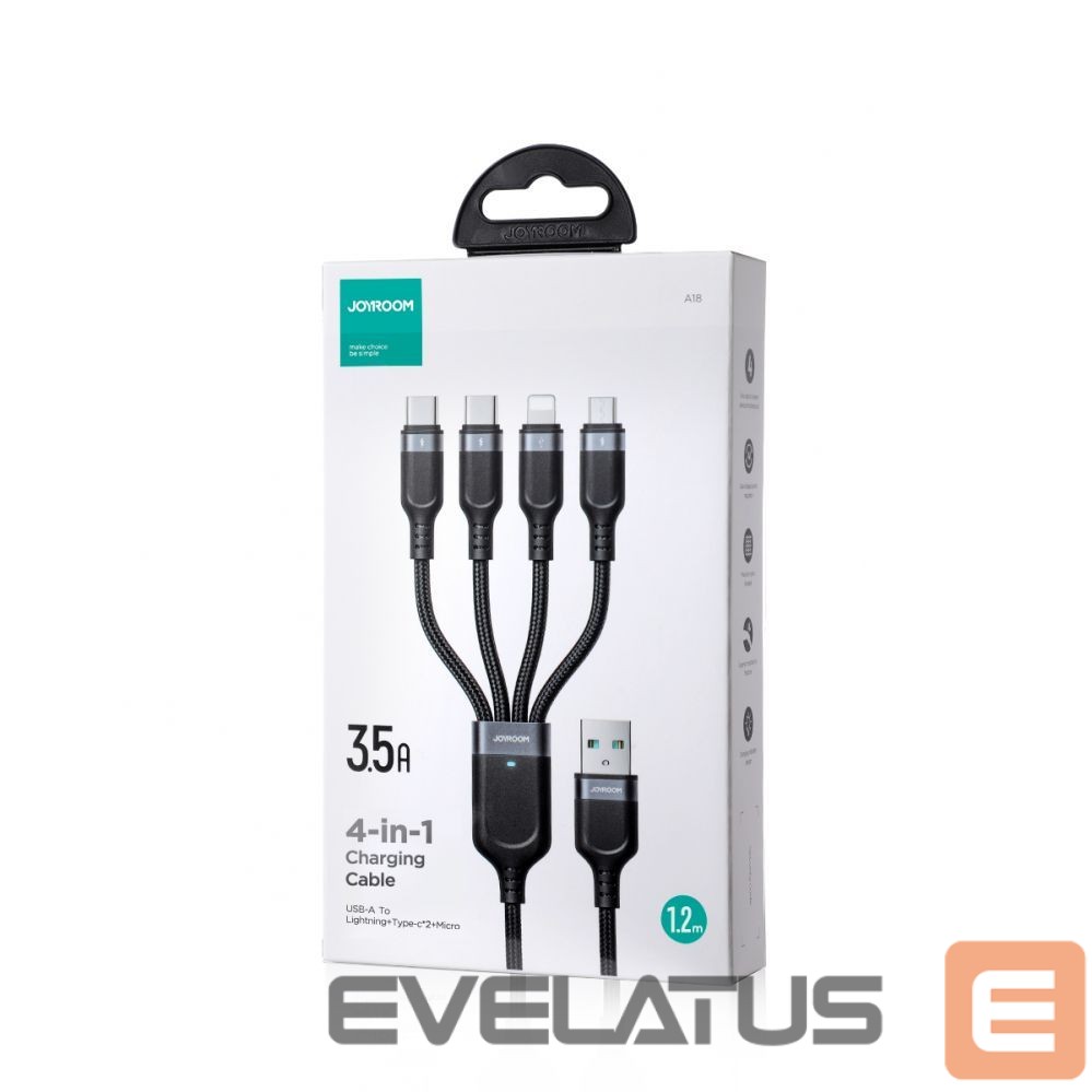 Kabelis Joyroom Joyroom Multi-Use Series S-A18 4in1 USB-A - USB-C / USB-C / Lightning / micro USB cable 1.2m - black