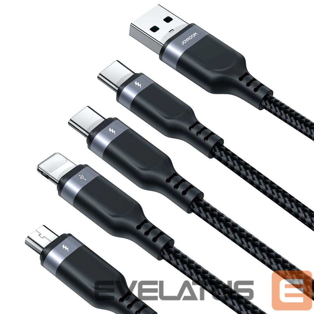 Kabelis Joyroom Joyroom Multi-Use Series S-A18 4in1 USB-A - USB-C / USB-C / Lightning / micro USB cable 1.2m - black
