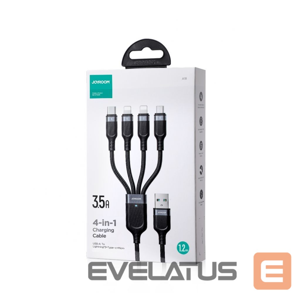 Kabelis Joyroom Joyroom Multi-Use Series S-A18 4in1 USB-A - USB-C / Lightning / Lightning / micro USB cable 1.2m - black