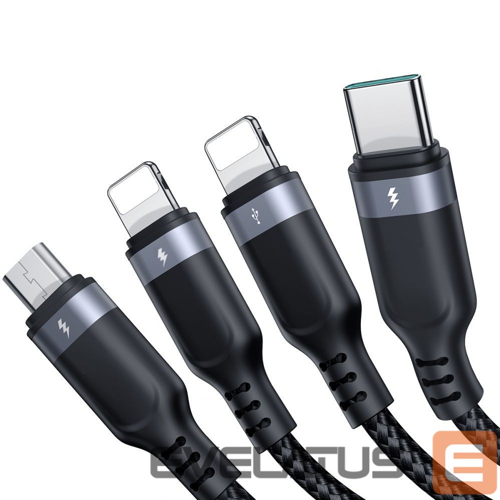 Kabelis Joyroom Joyroom Multi-Use Series S-A18 4in1 USB-A - USB-C / Lightning / Lightning / micro USB cable 1.2m - black