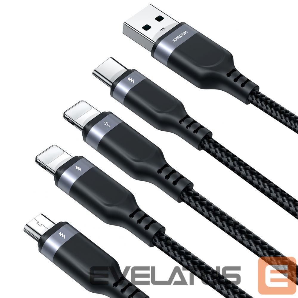 Kabelis Joyroom Joyroom Multi-Use Series S-A18 4in1 USB-A - USB-C / Lightning / Lightning / micro USB cable 1.2m - black