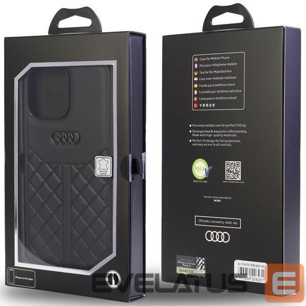 Aizmugurējais vāciņš Audi Audi Genuine Leather iPhone 13 Pro Max 6.7" black/black hardcase AU-TPUPPCIP13PM-Q8/D1-BK