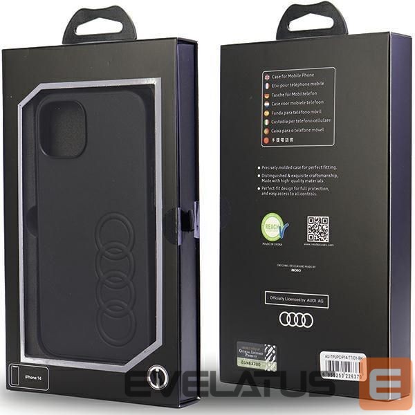 Aizmugurējais vāciņš Audi Audi Synthetic Leather iPhone 14 6.1" black/black hardcase AU-TPUPPCIP14-TT/D1-BK