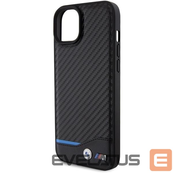 Aizmugurējais vāciņš BMW BMW Leather Carbon case for iPhone 15 Plus - black