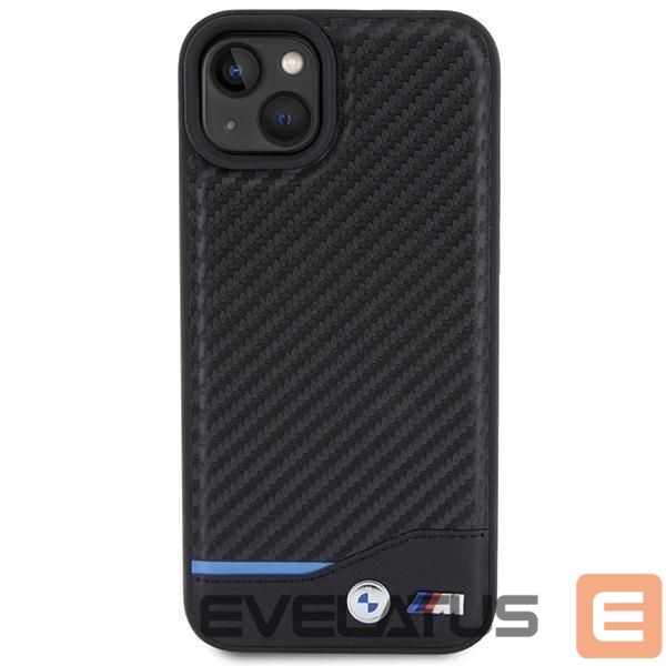 Aizmugurējais vāciņš BMW BMW Leather Carbon case for iPhone 15 Plus - black