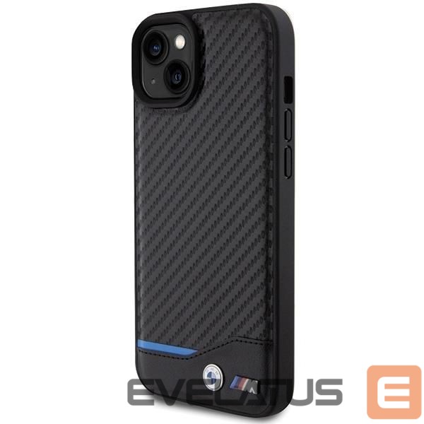 Aizmugurējais vāciņš BMW BMW Leather Carbon case for iPhone 15 Plus - black